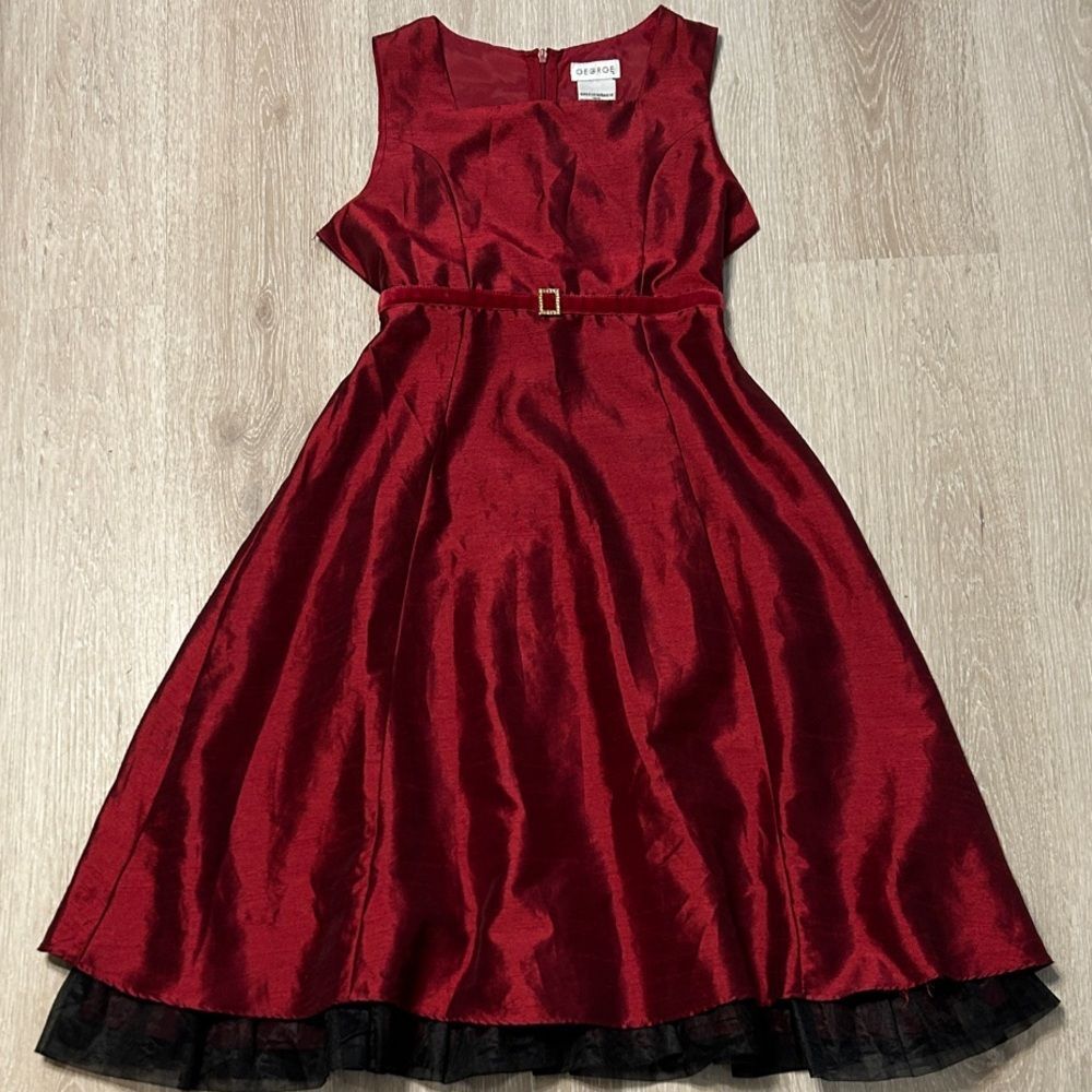 George Vintage Red Formal Kids Sleeveless Dress Sz 14